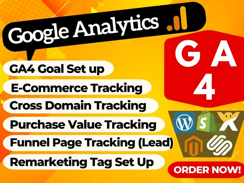 Cover image for I will fix or setup google analytics 4, ga4 ecommerce tracking,
