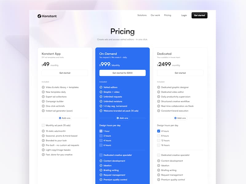 Cover image for Konstant Kreative Pricing Page