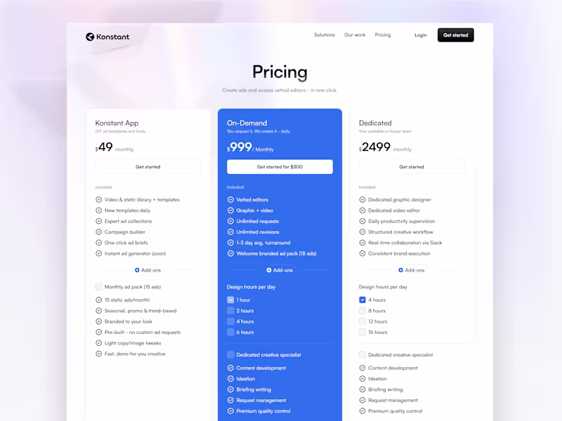 Cover image for Konstant Kreative Pricing Page