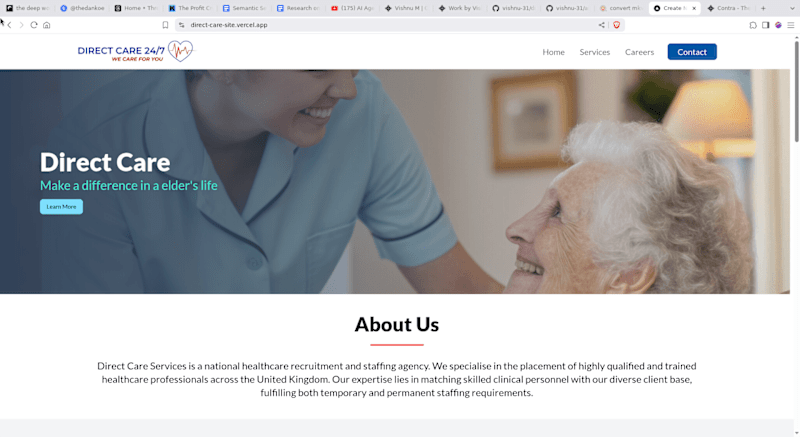 Cover image for Direct Care Services Website Development