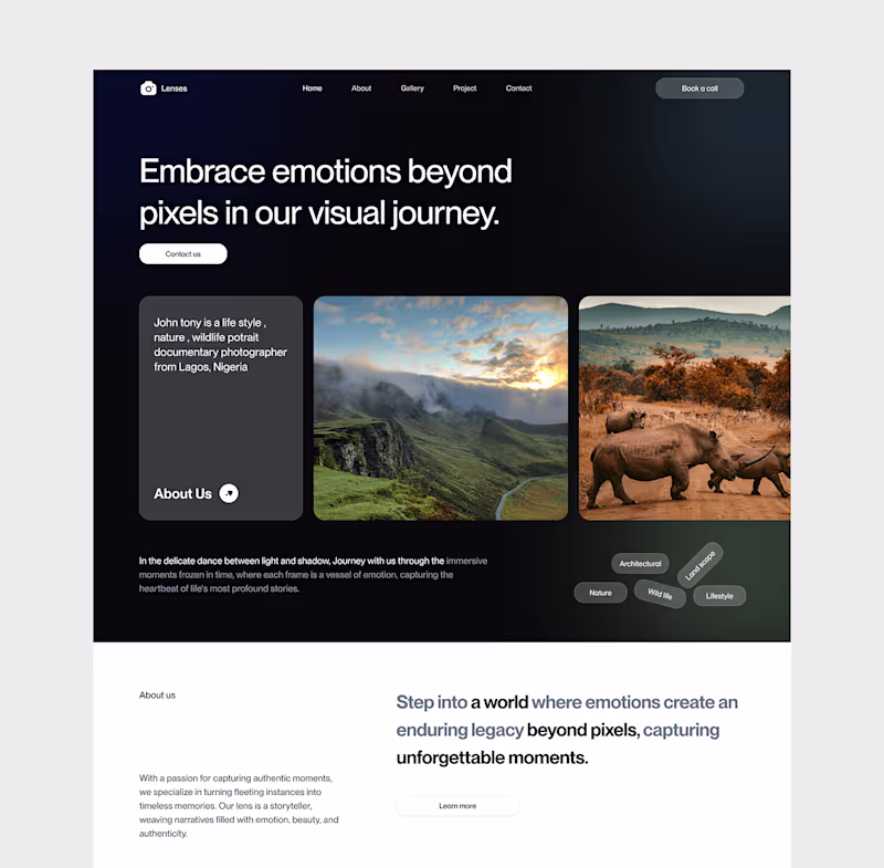 Cover image for Photographer portfolio landing page 
