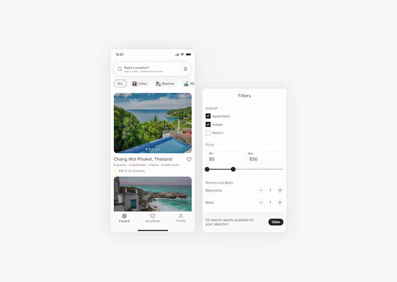 Cover image for Minimal - App exploration for Booking stays .