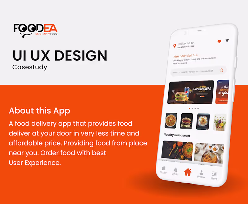 Cover image for FOODEA | Food Delivery App UX/UI Design | Case Study :: Behance