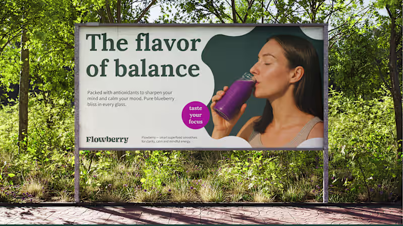 Cover image for Visual identity for a smoothie brand: logo, packaging, ads