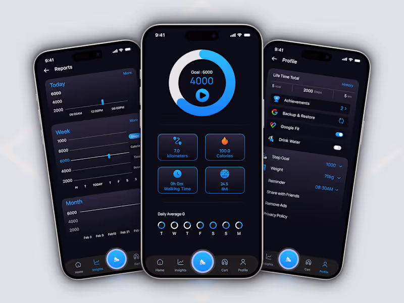 Cover image for Step Counter App UI — Mobile Fitness Design