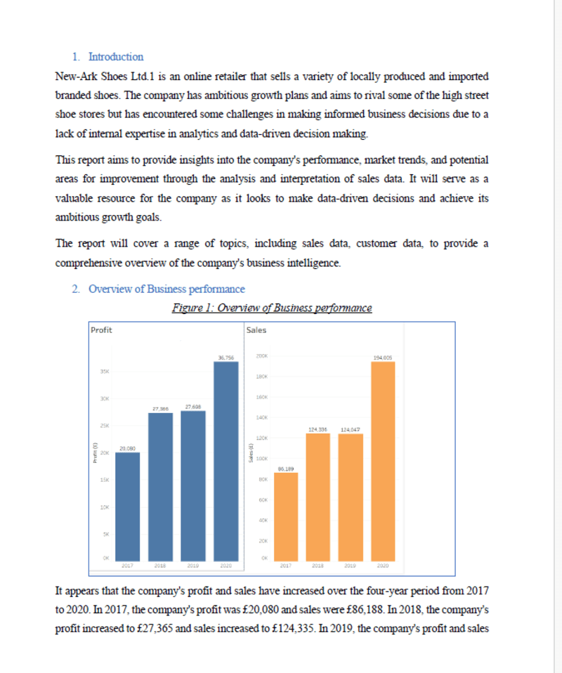 Cover image for Business Intelligence Report for New-Ark Shoes Ltd.