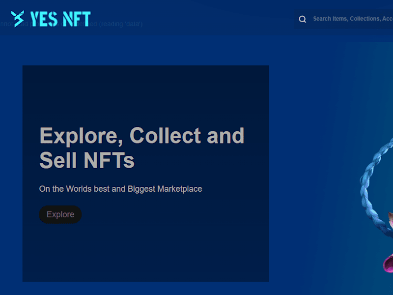 Cover image for Marketplace web development - YES NFT