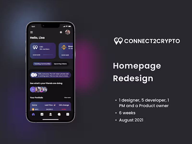 Cover image for Improving homepage for better user engagement of B2C Crypto App
