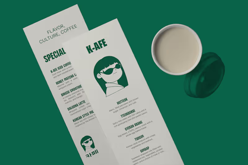 Cover image for Brand Identity for K-AFE K-AFE is a Korean Cafe that offers ...