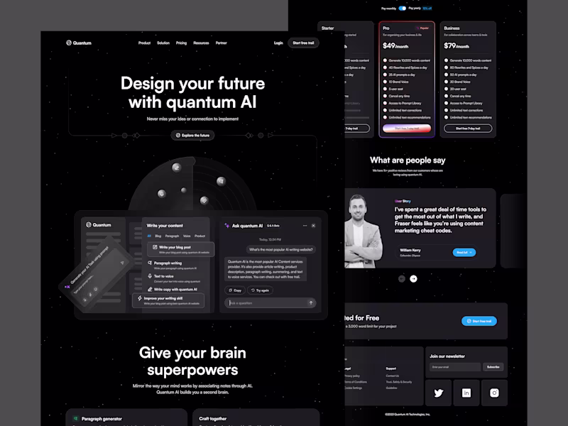 Cover image for Content writing AI Landing Page ui, ui design