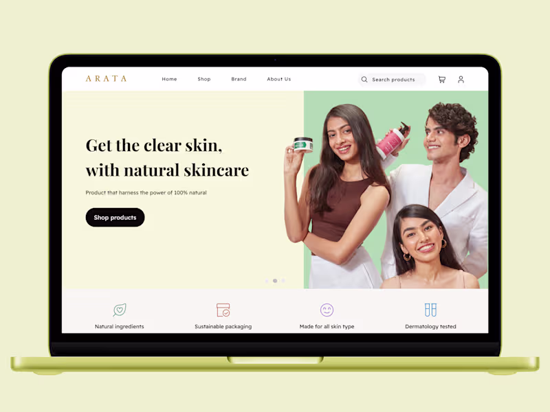 Cover image for Arata — Skincare Landing Page Redesign · Concept Project