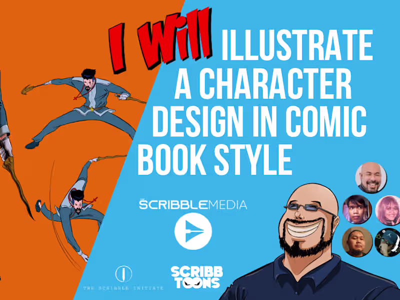 Cover image for I will illustrate a character design in comic book/anime style