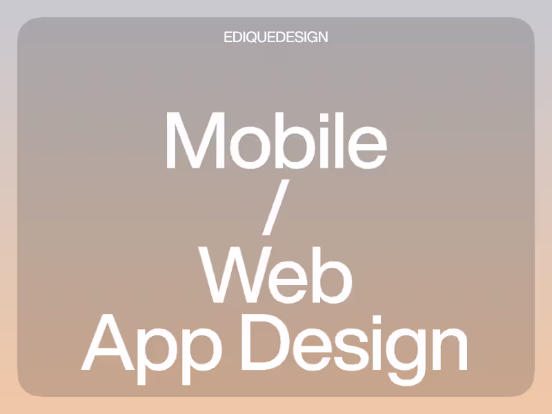 Cover image for Mobile/Web App Design
