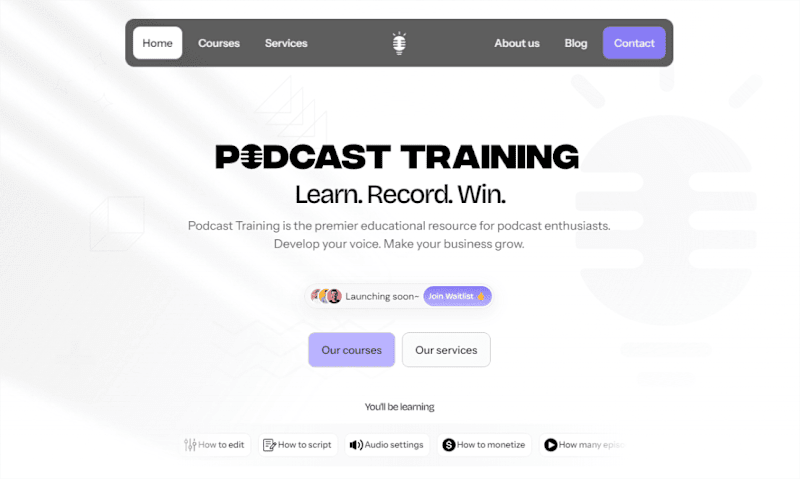 Cover image for Multi-page site for podcast learning educational business