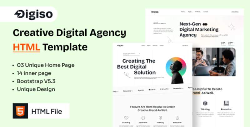 Cover image for Digiso - Digital Business Agency Branding HTML 5 Template