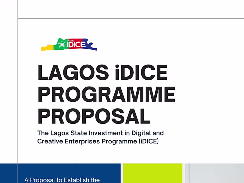 Cover image for Lagos iDICE Proposal & Pitch Deck Writing