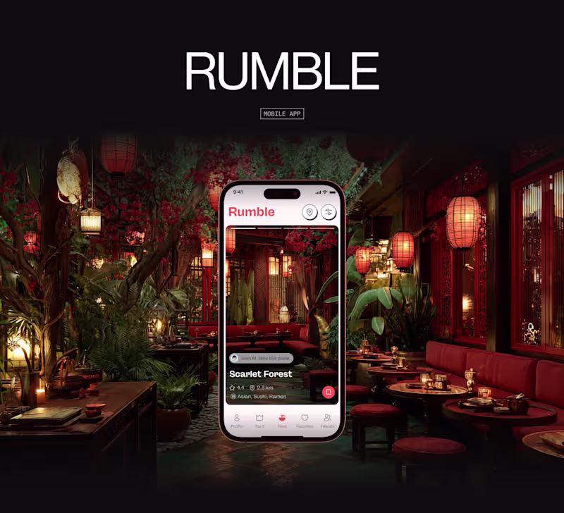 Cover image for Rumble Food - Restaurant Discovery Mobile App 