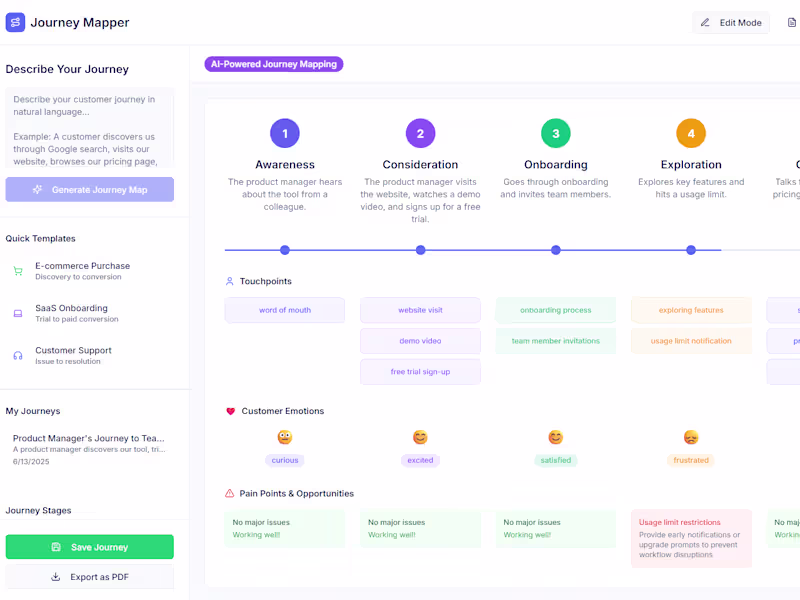 Cover image for Journey Mapper - AI-Powered Customer Journey Mapping