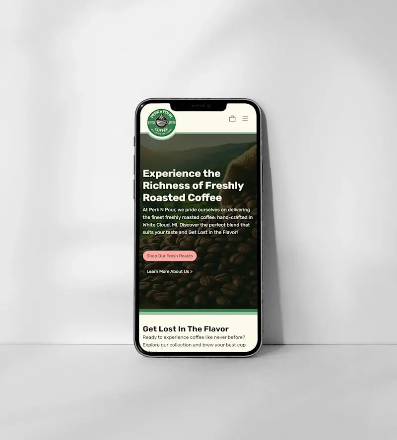 Cover image for Perk N Pour Coffee Landing Page Design