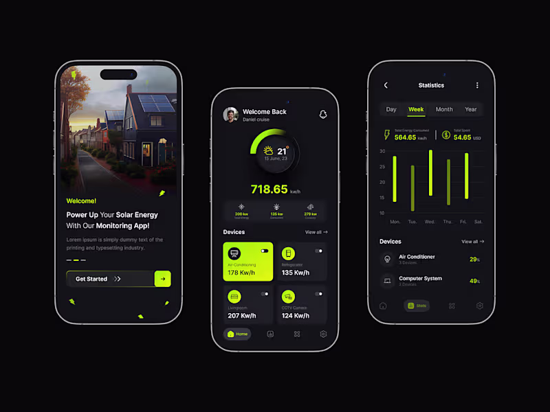 Cover image for Solar Panel Monitoring apps on Behance