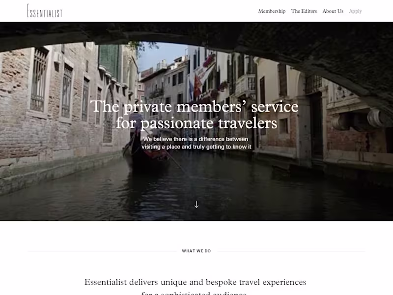 Cover image for Essentialist, Curating memorable travel experiences
