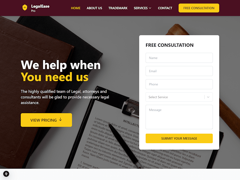 Cover image for Legalease Pro: Website Model for Legal Firms