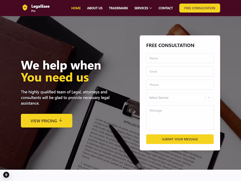 Cover image for Legalease Pro: Website Model for Legal Firms