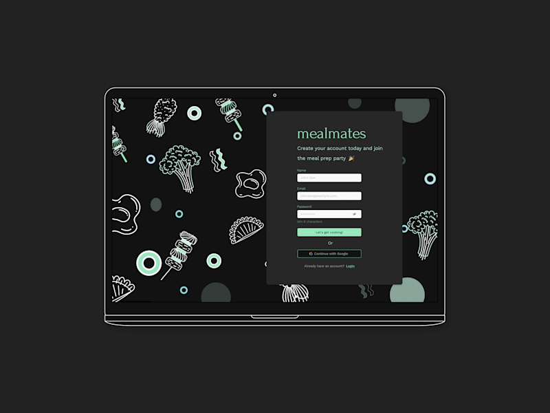 Cover image for Sign Up page for a Meal Prep app