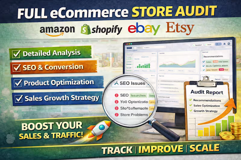 Cover image for Full eCommerce Store Audit (Amazon / Shopify / eBay / Etsy)