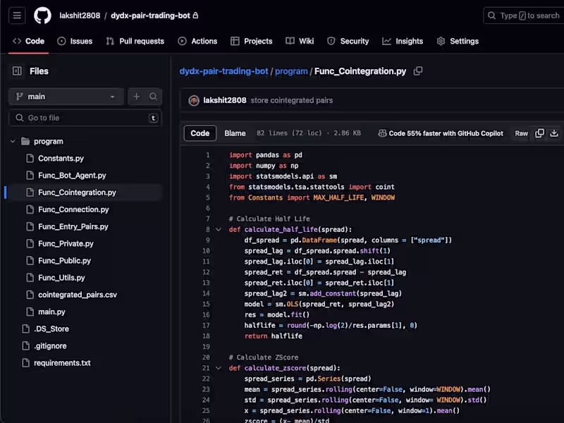 Cover image for DYDX Pairs Trading Bot