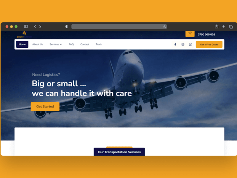 Cover image for Zoom Cargo and Shipping Website