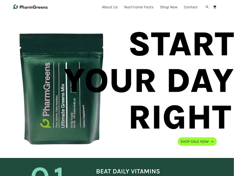 Cover image for PharmGreens Landing Page Design