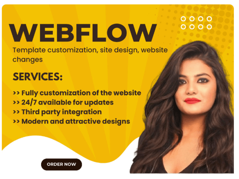 Cover image for Webflow template customization & changes, Webflow site design.
