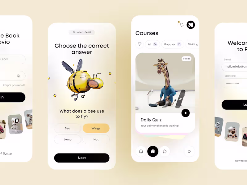 Cover image for AI Daily Quiz – Interactive Learning App Design