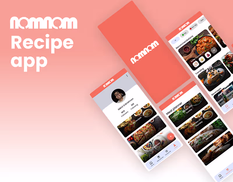 Cover image for nomnom Food Recipe App on Behance