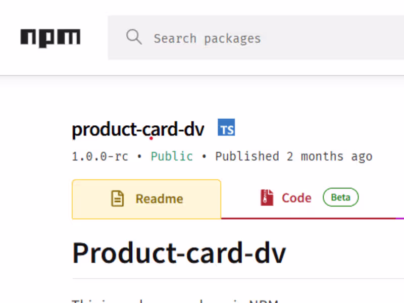 Cover image for Customizable Product Card – NPM Package