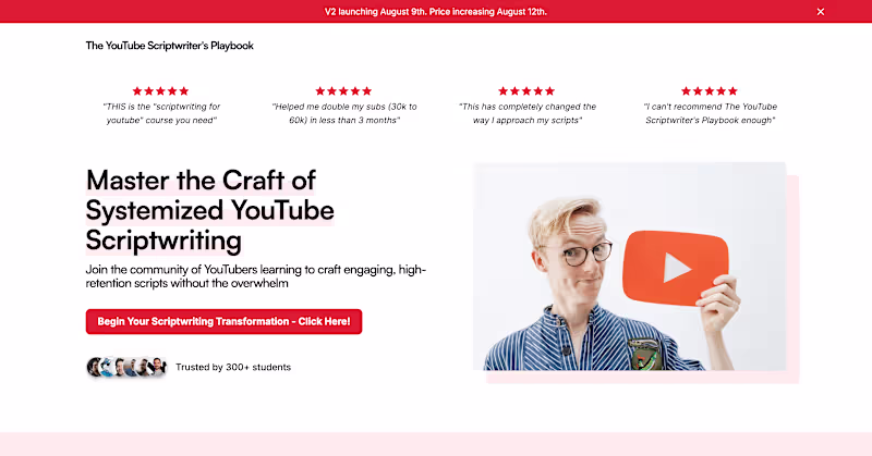 Cover image for YouTube Scriptwriters Playbook
