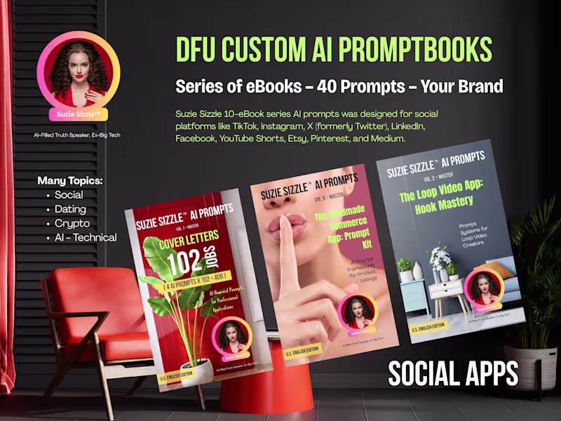 Cover image for Suzie Sizzle™ – DFU AI Prompts for Social Media Platforms 