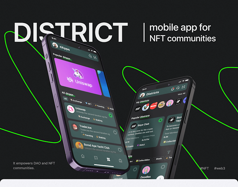Cover image for District - mobile app for crypto & NFT communities 