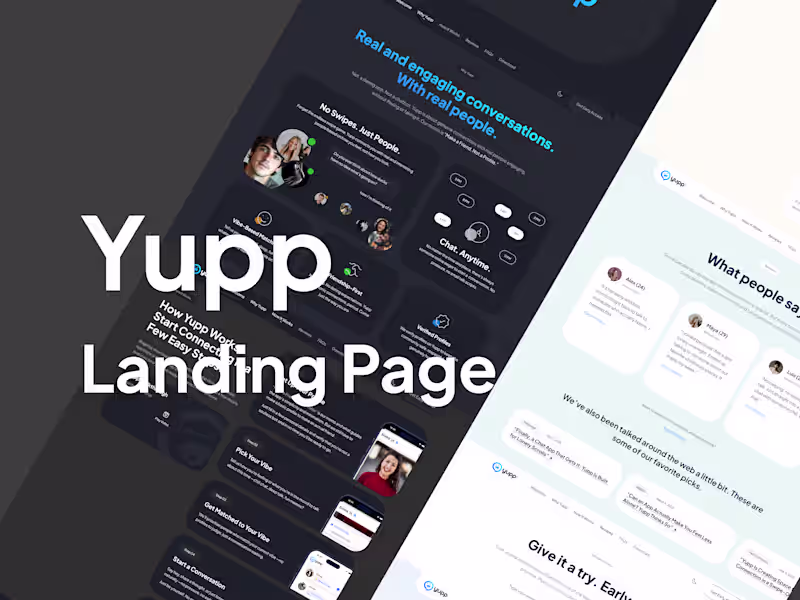 Cover image for "Yupp" Landing Page Design
