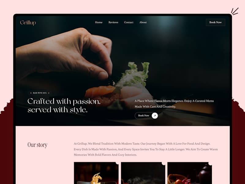 Cover image for Restaurant Homepage Design - Grillup