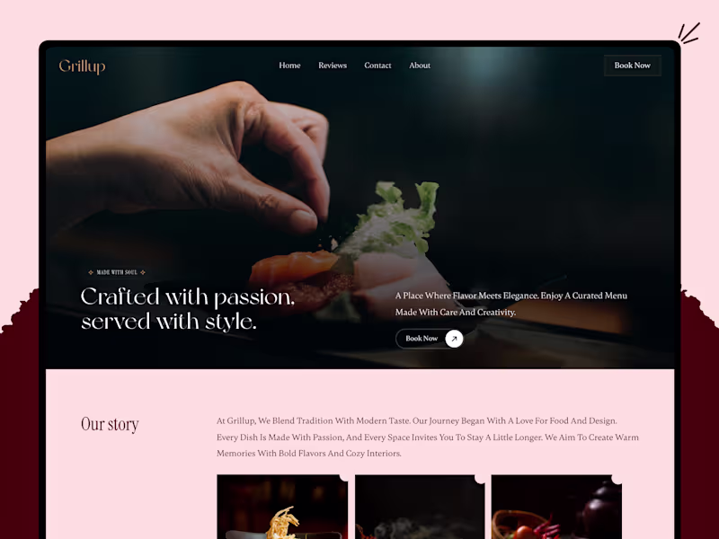 Cover image for Restaurant Homepage Design - Grillup