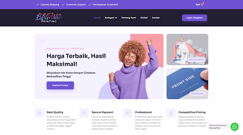 Cover image for Bintang Digital Printing Website Development & SEO Optimization