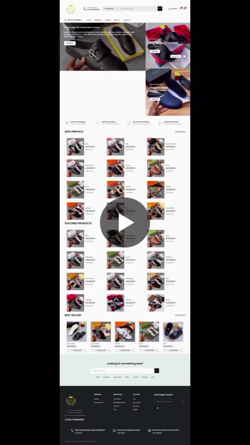 Cover image for Responsive E-commerce Website Design for Men's Footwear Brand