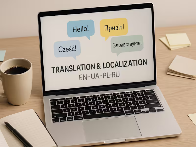 Cover image for Professional Translation & Localization (EN–UA–PL–RU)
