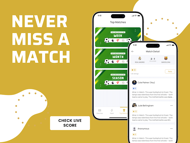 Cover image for FootRank Football Rating App Development
