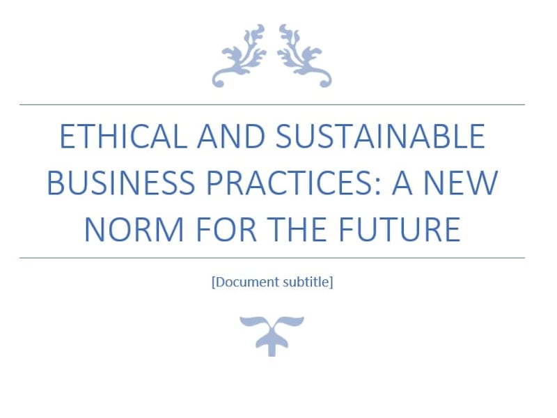 Cover image for ETHICAL AND SUSTAINABLE BUSINESS PRACTICES