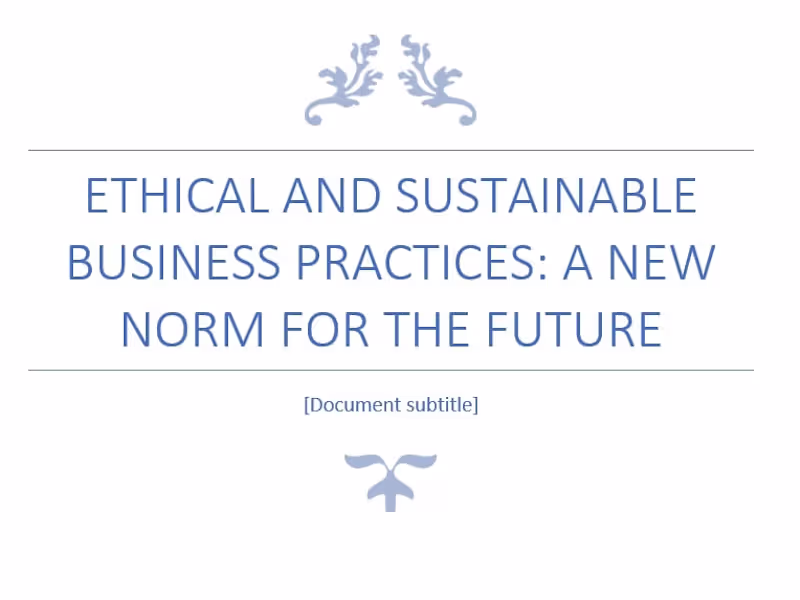 Cover image for ETHICAL AND SUSTAINABLE BUSINESS PRACTICES