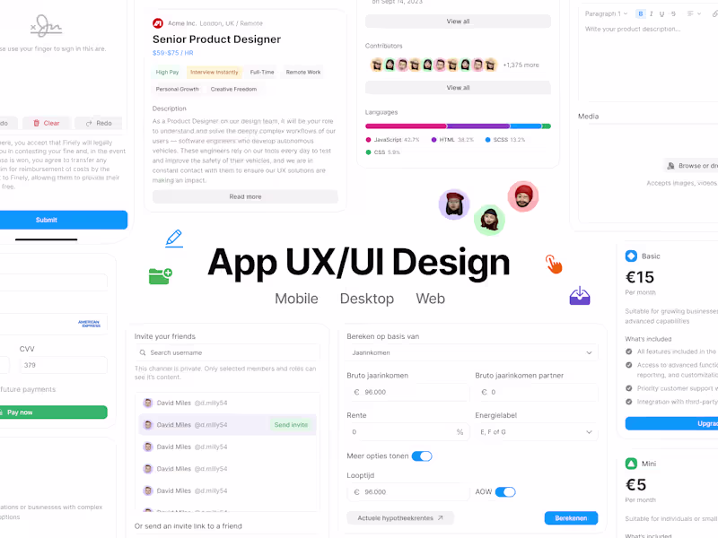 Cover image for UX/UI Design - Mobile, Desktop, Web