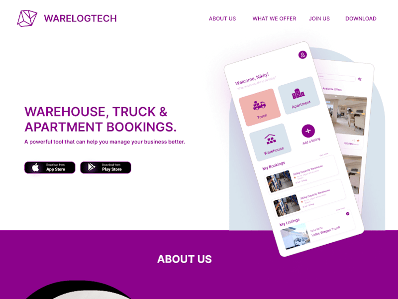 Cover image for Warelogitech Landing page Design
